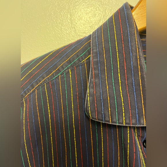 St. Croix | Vertical Rainbow Stripe Button Down - Picture 2 of 3